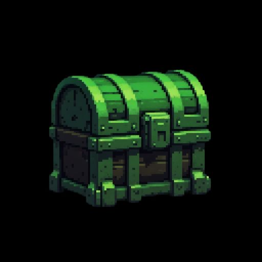 toxic green chest, gaming asset, pixel art, pixel_art_style, black background