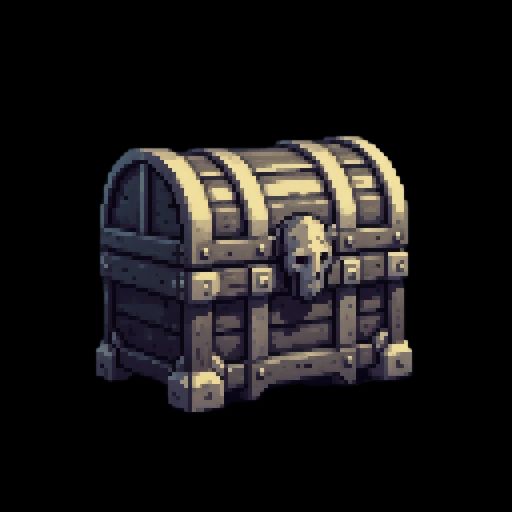ghostly spectral chest, gaming asset, pixel art, pixel_art_style, black background