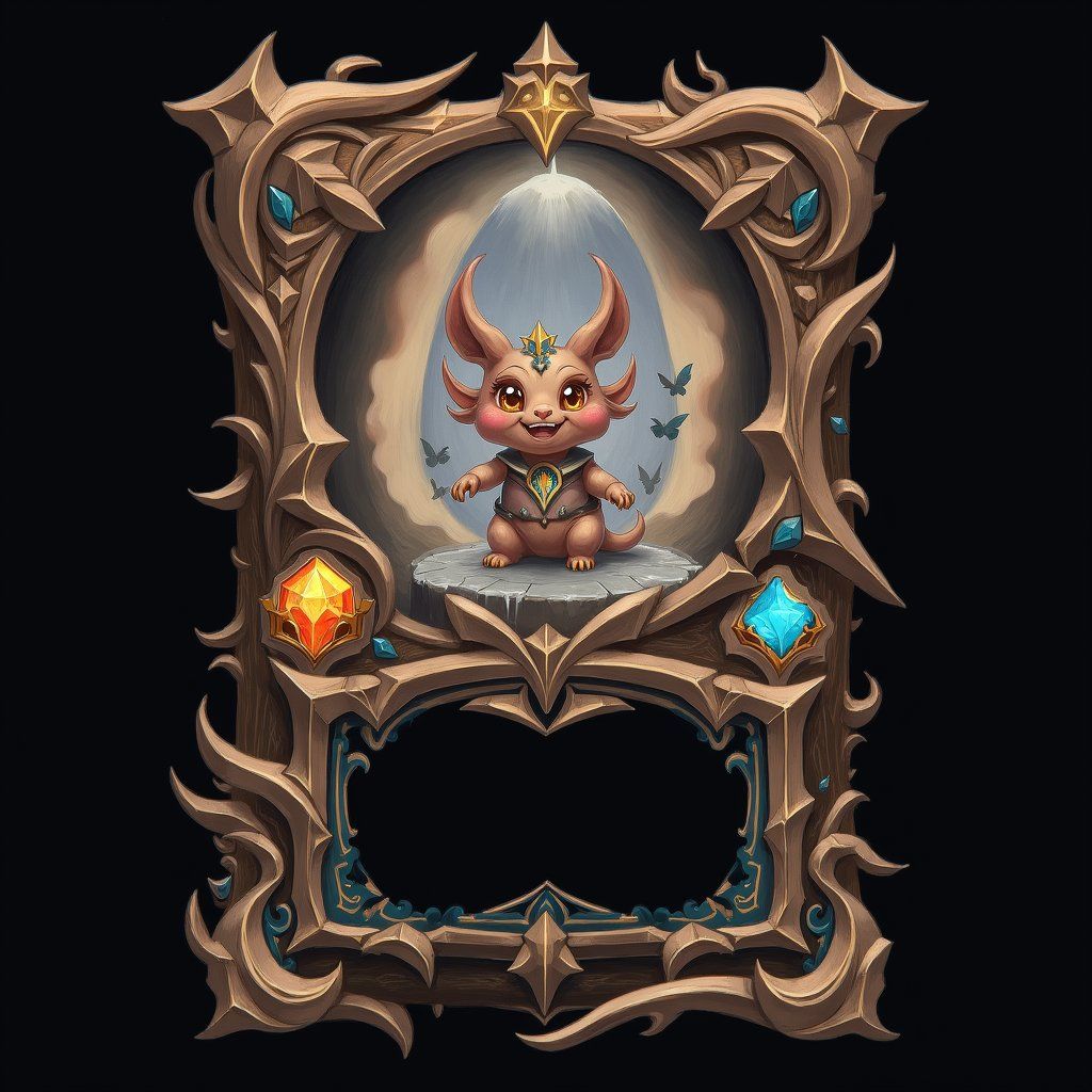 unicorn, trading card with fantasy artwork, ornate frame, gaming asset, black background