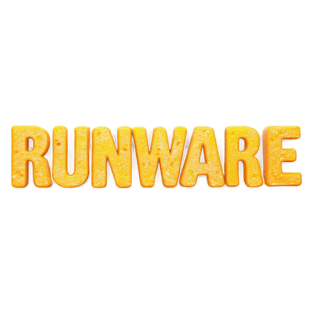 'Runware' text made of cheese