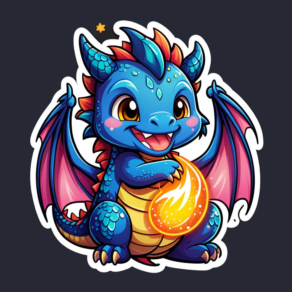 a blushing dragon with sparkles around it